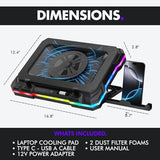 Tilted Nation Gaming Laptop Cooling Pad with USB Hub - Boost Performance, Stay Comfortable - RGB Laptop Cooler Stand with Adjustable Height & Fan Speed