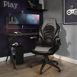 Emerge Vortex Bonded Leather Ergonomic Gaming Chair with Lumbar Support, High Back and Adjustable Tilt Lock, Black and Gray