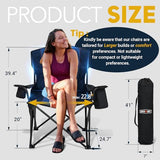 Overmont Oversized Folding Camping Chair - 450lbs Support with Padded Cushion Cooler Pockets - Heavy Duty Collapsible Chairs for Sports Garden Beach Fishing