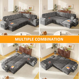 Modular Sectional Sleeper Sofa with Pull Out Bed, 108 Inch U Shaped 7 Seat Couches for Living Room