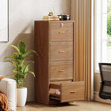 Locked File Cabinet with Key, Tall Wooden Filing Cabinets for Home Office, Vertical Office Storage for Legal Size/Letter