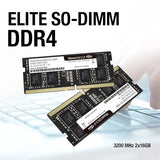 Elite DDR4 16GB Kit (2 x 8GB) 3200MHz PC4-25600 CL22 Unbuffered Non-ECC 1.2V SODIMM 260-Pin Laptop Notebook PC Computer Memory Module Ram