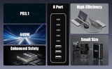 440W USB C Charger Block,8-Port USB C GaN Multiple Port Charging Station