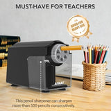 Electric Pencil Sharpener for Classroom, 6 Holes, Cordless & Rechargeable, Super Fast