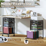 Sbanmao Rolling File Cart with 4 Storage Drawers, Filing Cabinet for Home Office, Hanging File Folder Organizer with Wheels Under Desk, Utility Craft Cart Printer Stand, Black