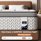 SLEEP100 King Mattress, 14 Inch 5-Zone Deep Sleep Firm Mattress with Extra Lumbar & Shoulder Support