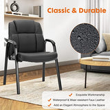 PU Leather Big and Tall No Wheels Executive Office Chair with Padded Arms for Reception Conference Room Lobby