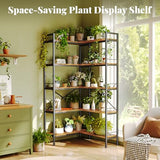 Huuger 5 Tier Bookshelf, L Shaped Corner Bookshelf with 10 Open Shelves