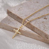 YOIHUR 14K Gold Plated Cubic Zirconia Cross Necklace for Women, Non-Tarnish Faith Jewelry for Women, Cross Faith Pendants Necklaces for Christian Occasions Christmas Valentine's Day and Mother's Day