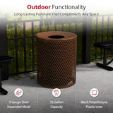 Leisure Craft 32 Gallon Commercial Outdoor Trash Can, Metal, Made in USA