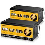 Rvpozwer 12V 300Ah LiFePO4 Lithium Deep Cycle Battery With 200A BMS-2 Pack