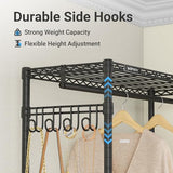 VIPEK R3C Plus Garment Rack - Rolling Clothes Rack with Locking Wheels, Heavy Duty Portable Closet with Adjustable Shelves & Side Hooks, Black