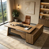 SAINTCY Executive Desk with Locking Drawer, 71"-78" L Shaped Desk