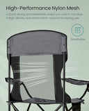 SONGMICS Breathable Camping Chairs, Foldable Outdoor Chairs Set of 2, High Back, Adjustable Armrests, Drink Holder, Weight Capacity 330 lb, for Sports Garden Backyard, Slate Gray UGCB028G01