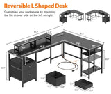 Furologee 66” L Shaped Desk with Power Outlet, Reversible Computer Gaming Desk