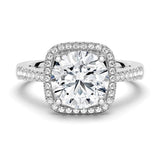 MSBLUE® 2ct Round Cut Moissanite Engagement Ring, with Halo Pavé Band,SIZE7.5