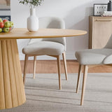 Casaphoria 67" Oval Dining Table, Modern Wood Kitchen Table with Cone Shaped Strip Polygonal Base for Living Room & Dining Room for 4-6, Oak