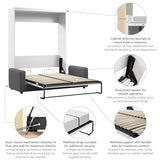 Bestar Pur Queen Murphy Bed with Sofa, 78-inch Space-Saving Wall Bed for Multipurpose Guest Room