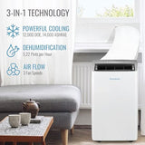 Keystone 14,000 BTU ASHRAE/12,000 BTU DOE Portable Inverter Air Conditioner with Quiet, High Efficiency Operation and Remote, AC Unit for Apartment, Living Room, Medium Rooms up to 550-Sq. Ft.