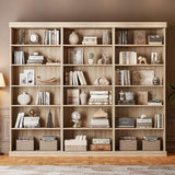 Vyre 70.8" Tall Brown Bookshelf, Farmhouse Modular Bookcase with 6-Tier