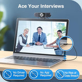 C980 PRO 3-in-1 4K Webcam with Microphone and Speaker, 60°-98° Wide Angle Webcam w/ 4 Noise Cancel Mics, 2 Speakers, Fixed Focus