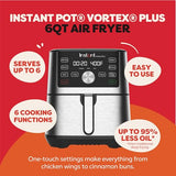 Instant Pot 6QT VORTEX Plus Air Fryer, 6-in-1, Air Fry, Broil, Dehydrate, Crisp, Roast, Reheat, Bake, Dishwasher-Safe Airfryer basket, from the Makers of Instant Pot, Stainless Steel