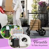 Shopping Cart w/Waterproof Basket Liner & Large 360° Swivel Wheels | Foldable Collapsible & Lightweight
