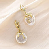 YOIHUR 6MM Pearl Earrings for Women, 14K Gold Plated Pearl Drop Dangle Earring Zircon Stud Earrings Trendy Hypoallergenic Wedding Earring Bridesmaid Jewelry Gift