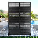 FENCY Metal Privacy Screen with Stand 72" H×44" W Outdoor Freestanding Privacy Panels,