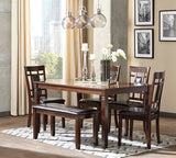 Signature Design by Ashley Bennox Dining Room Table and Chairs with Bench (Set of 6), Brown
