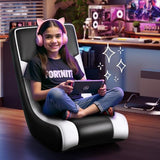 GTPLAYER Floor Rocker Gaming Chair – Adjustable Angle Limiter, Ultra Lightweight Ergonomic Floor Rocking Game Seat for Gaming and Lounging, Black & White