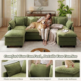 Ihanherry 107" Modular Sectional Cloud Sofa, U Shaped 6 Seat Chenille Couch with Movable Ottomans and 48" Deep Seat