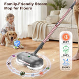 Scrubbing Steam Mop with Rotating Pads,All-in-One Spin Steam Cleaner for Floor Cleaning,Large Tank,23FT Cord, LED Headlights,Reusable Pads & Self-Standing,Safe for Hard Floor/Laminate/Marble