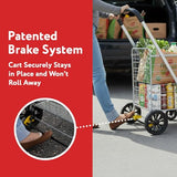 Foldable Shopping Cart with Wheels & Brake System - Heavy Duty Collapsible Utility Cart for Groceries & Laundry