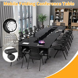 Usosidam Folding Conference Room Table, Modular Mobile Large Flip-Top