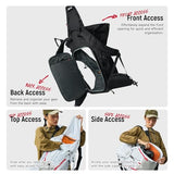 VSGO Pocket Ranger Outdoor Backpack - Expandable, Suitable for Outdoor Activities, with 24 Attachment Points (Black, 35-42L)