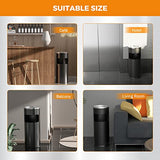 Black Trash Can with Lid Outdoor Indoor Stainless Steel Commercial Garbage Bin Waste Container, Black, 9.8 in x 24 in (D * H)