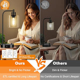 Table Lamp with USB A+C Ports and Outlet, Fully Stepless Dimmable Modern Nightstand Lamp