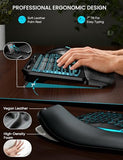 MA22 Pro Wireless Keyboard and Mouse Combo - Ergonomic Wave Keyboard with Soft Leather Wrist Rest
