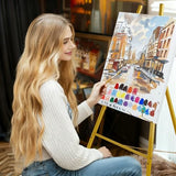 Gold Metal Easel Stand for Sign, Heavy Duty Folding Easel for Wedding Welcome Sign, Decorative Easel for Mirror, Art, Photo