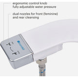 Brondell Bidet Attachment for Toilet SS-250 SimpleSpa Fresh Water Spray with Adjustable Water Pressure Side Arm Control, Slim Bidet Sprayer, Silver Knob (Dual Nozzle)