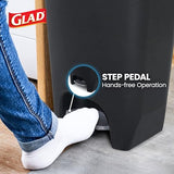 2 Pack | Plastic Kitchen Waste Bin with Odor Protection of Lid | Hands Free with Step On Foot Pedal and Garbage Bag Rings