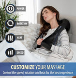 Zyllion Shiatsu Neck and Back Massager with Heat - Cordless Rechargeable 3D Electric Kneading Deep Tissue Massage for Muscle Pain Relief, Black, ZMA-28RB