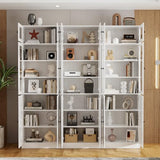H Bookcase with Doors, Wooden Bookshelves and Bookcases for Home Office