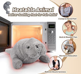 Manatee Stuffed Animals, Microwavable Stuffed Animal Adorable Fluffy Manatee Plush for Warmth Comfort, Heatable Coolable Lavender Scent Toy, Cute Soft Plushie Gift for Kids Adult & Children Boys Girls