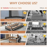 47.2in Folding Conference Table, Modular Meeting Table with Wheels