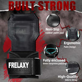 Frelaxy Lifting Wrist Straps, Rubber Weight Lifting Grips with Non-Slip Palm & Wrist Wraps Support for Deadlifts, Pull Ups, Rows (White/Black)