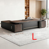 Modern L Shaped Executive Desk with Drawers & Dual Storage Cabinets