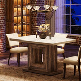 Tribesigns 47-Inch Farmhouse Dining Table for 4, White Kitchen Dinner Table with Heavy Duty Pedestal