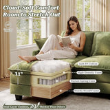 Ihanherry 107" Modular Sectional Cloud Sofa, U Shaped 6 Seat Chenille Couch with Movable Ottomans and 48" Deep Seat